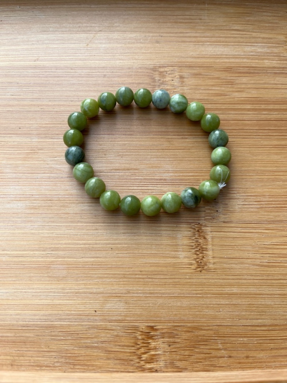 Green Beaded Stretch Bracelet - Natural Stone 6.5 inches handmade by Jayglam7 - Picture 6 of 10